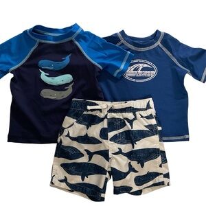 Little Boys SWIM Bundle Swim Suit and Rash Guards Whale Theme Infant 6m 9m 12m